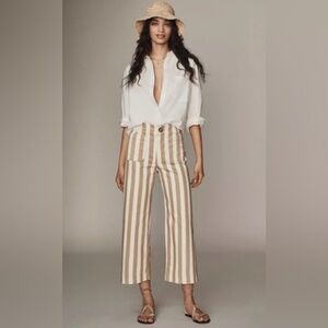 Maeve Colette Striped Crop Wide-Leg ankle Jeans Anthropologie